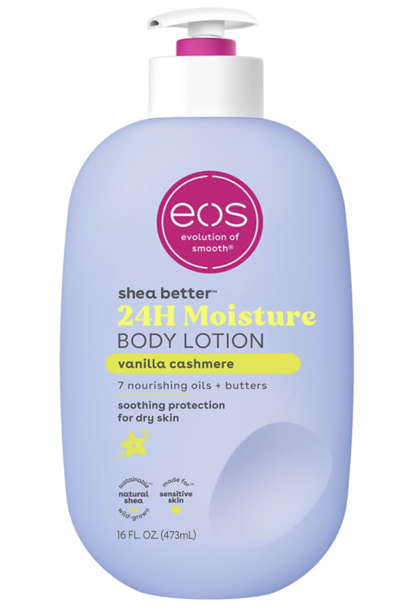 Eos Shea Better Body Lotion- Vanilla Cashmere, 24-Hour Moisture Skin Care, Lightweight & Non-Greasy, Made with Natural Shea, Vegan, 16 fl oz